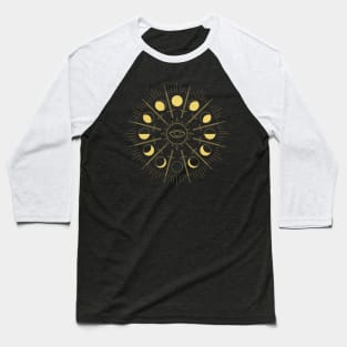 Sun Sword and Moon Phases Yellow Baseball T-Shirt